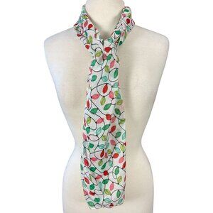Colorful Festive Holiday Light Bulb Print Polyester Scarf
